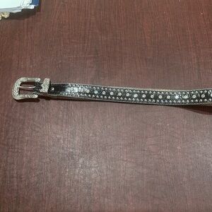 Chic Black Belt with Silver Accents